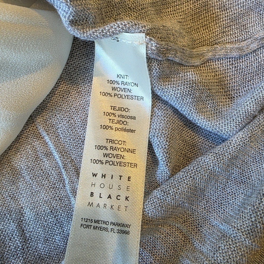 White House Black Market Size Medium Gray Embellished jeweled Knit Top Layered - Picture 9 of 12